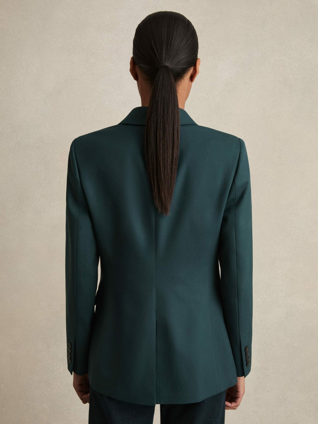 Reiss Wool-Blend Double-Breasted Suit Blazer in Green