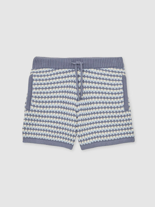Reiss 13-14 yrs Cotton-Blend Knitted Stripe Shorts in Blue/White