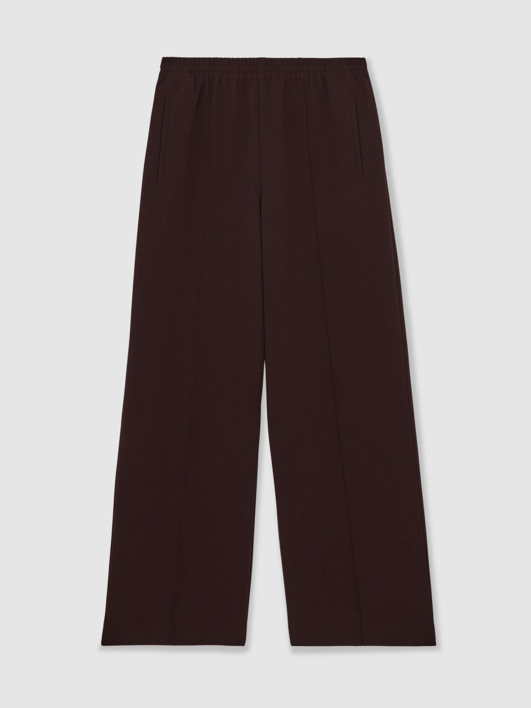 Reiss Petite Wide Leg Elasticated Waist Trousers in Burgundy