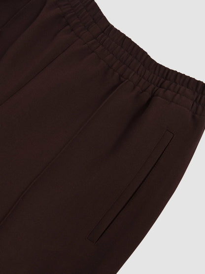 Reiss Petite Wide Leg Elasticated Waist Trousers in Burgundy
