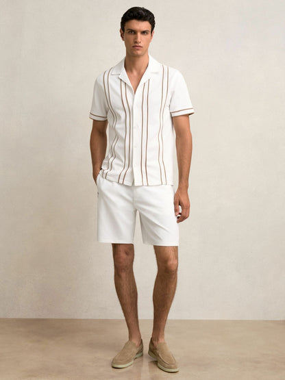 Reiss Textured Drawstring Shorts in White