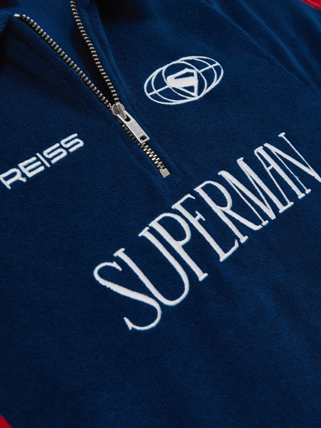 Reiss 9-13 yrs Superman Towelling Polo Shirt in Blue/Red