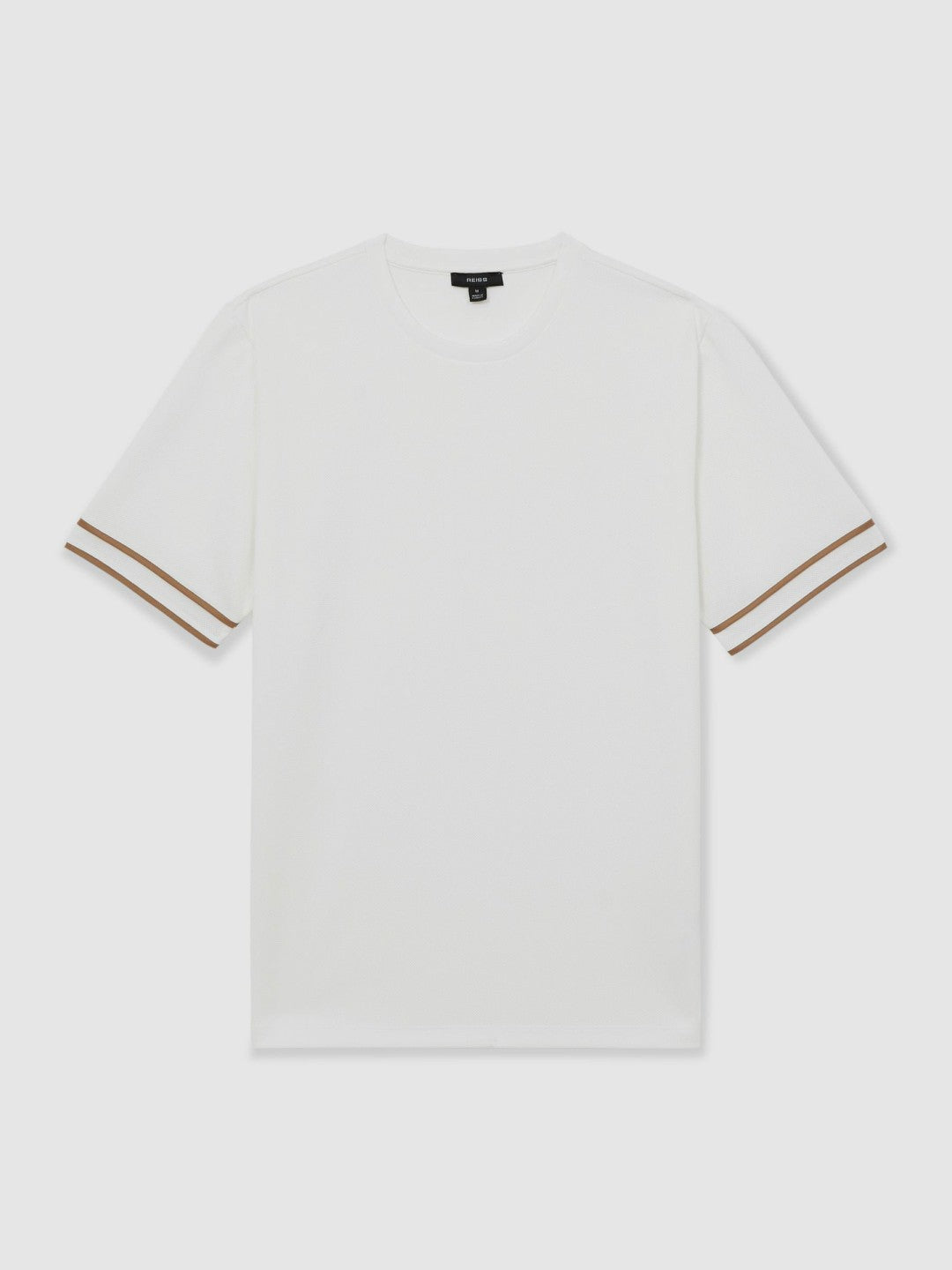 Reiss Textured Crew-Neck Tipped T-Shirt in White