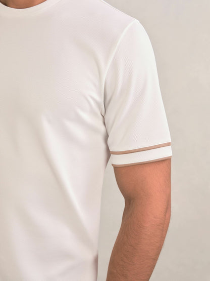 Reiss Textured Crew-Neck Tipped T-Shirt in White