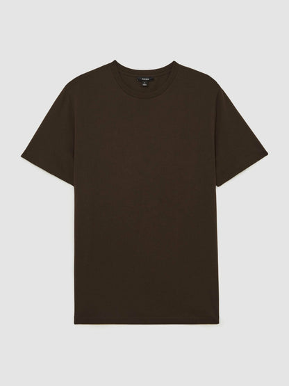 Reiss Cotton Crew Neck T-Shirt in Coco Brown