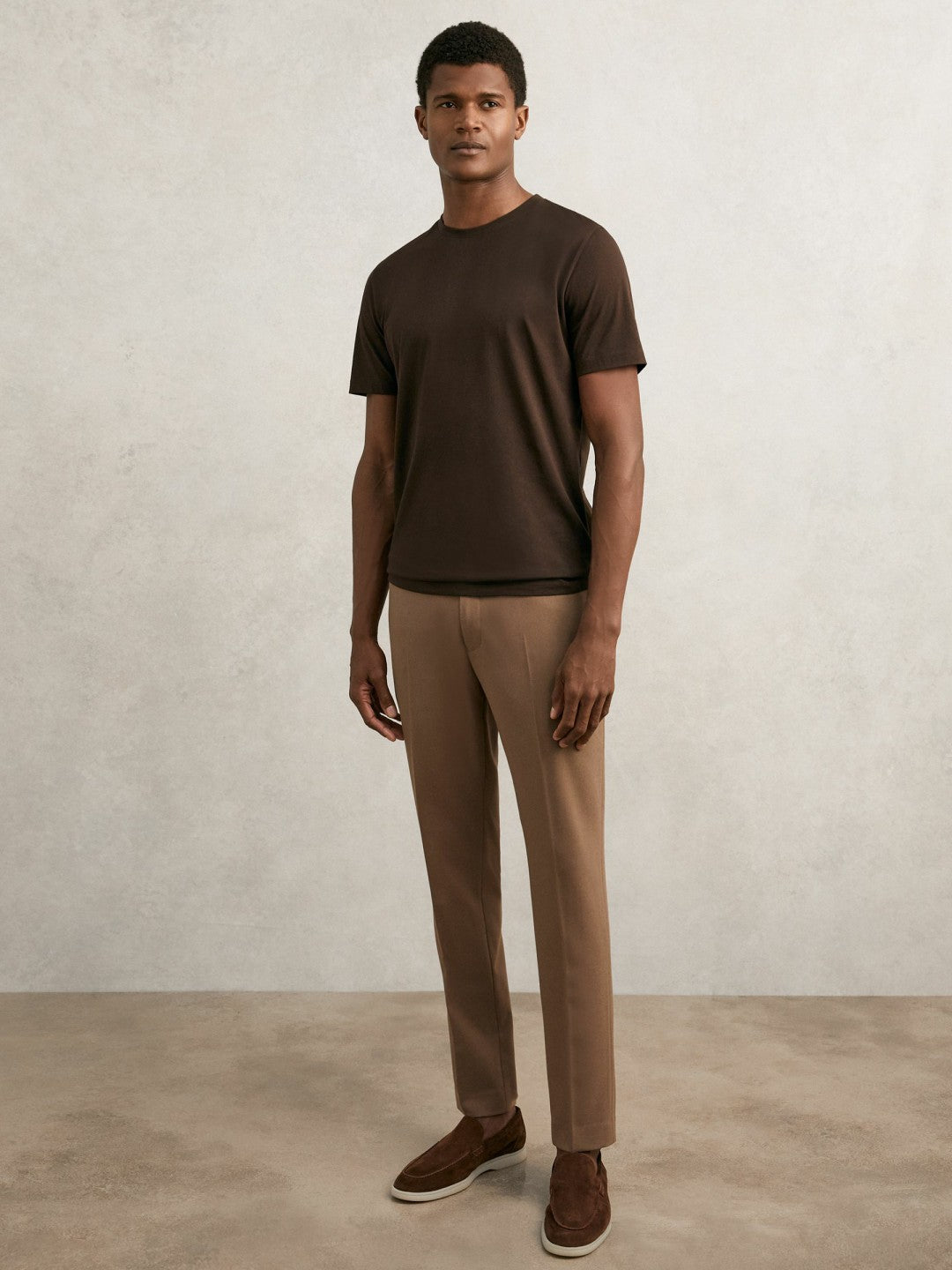 Reiss Cotton Crew Neck T-Shirt in Coco Brown