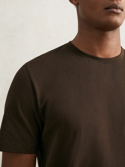 Reiss Cotton Crew Neck T-Shirt in Coco Brown