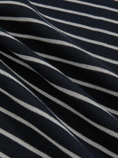 Reiss Cotton Textured Stripe T-Shirt in White/Navy
