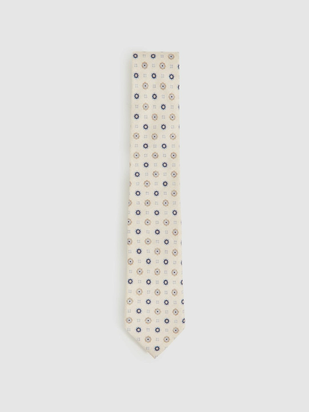 Reiss Silk Floral-Medallion Tie in Ivory