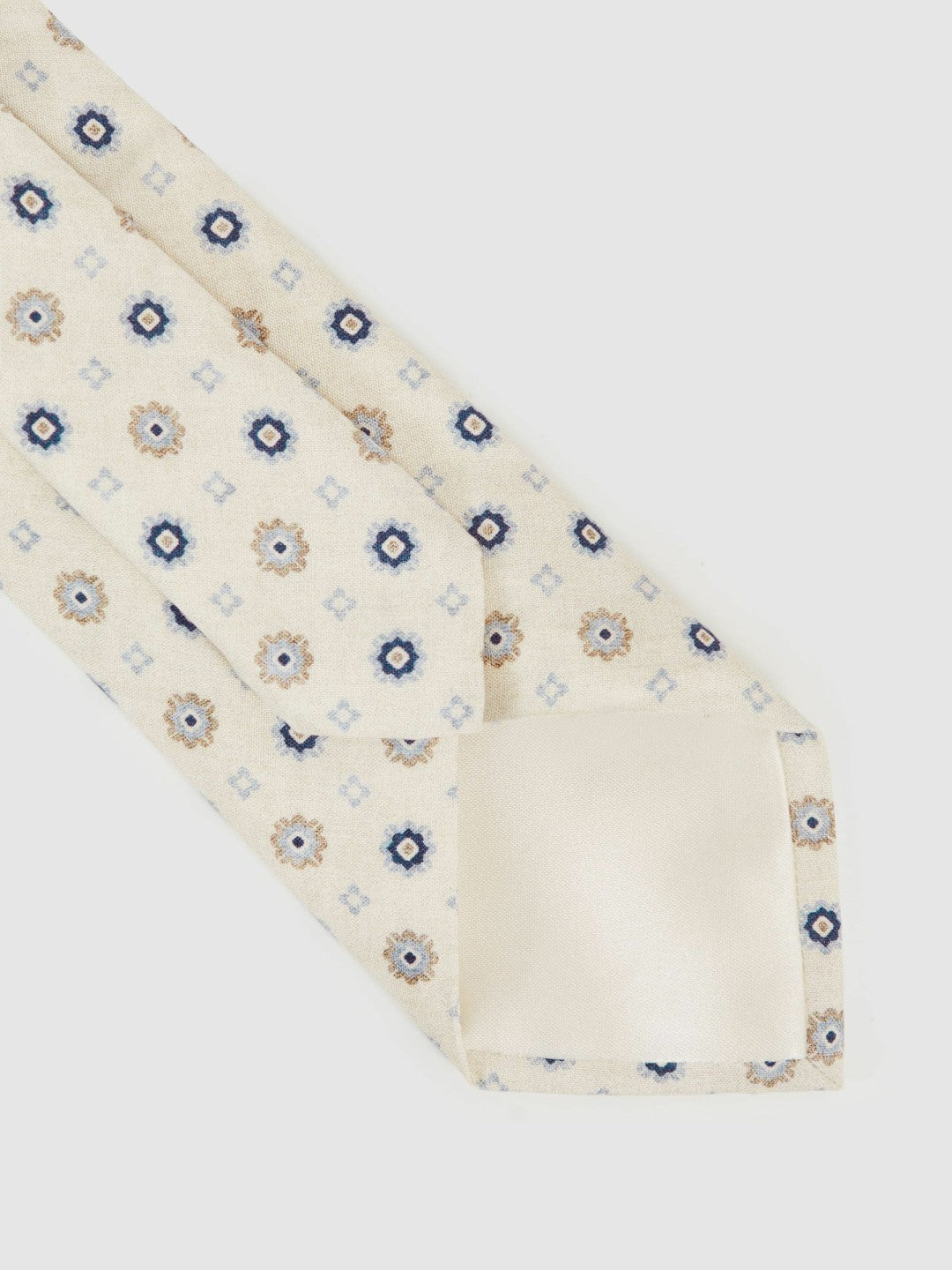 Reiss Silk Floral-Medallion Tie in Ivory