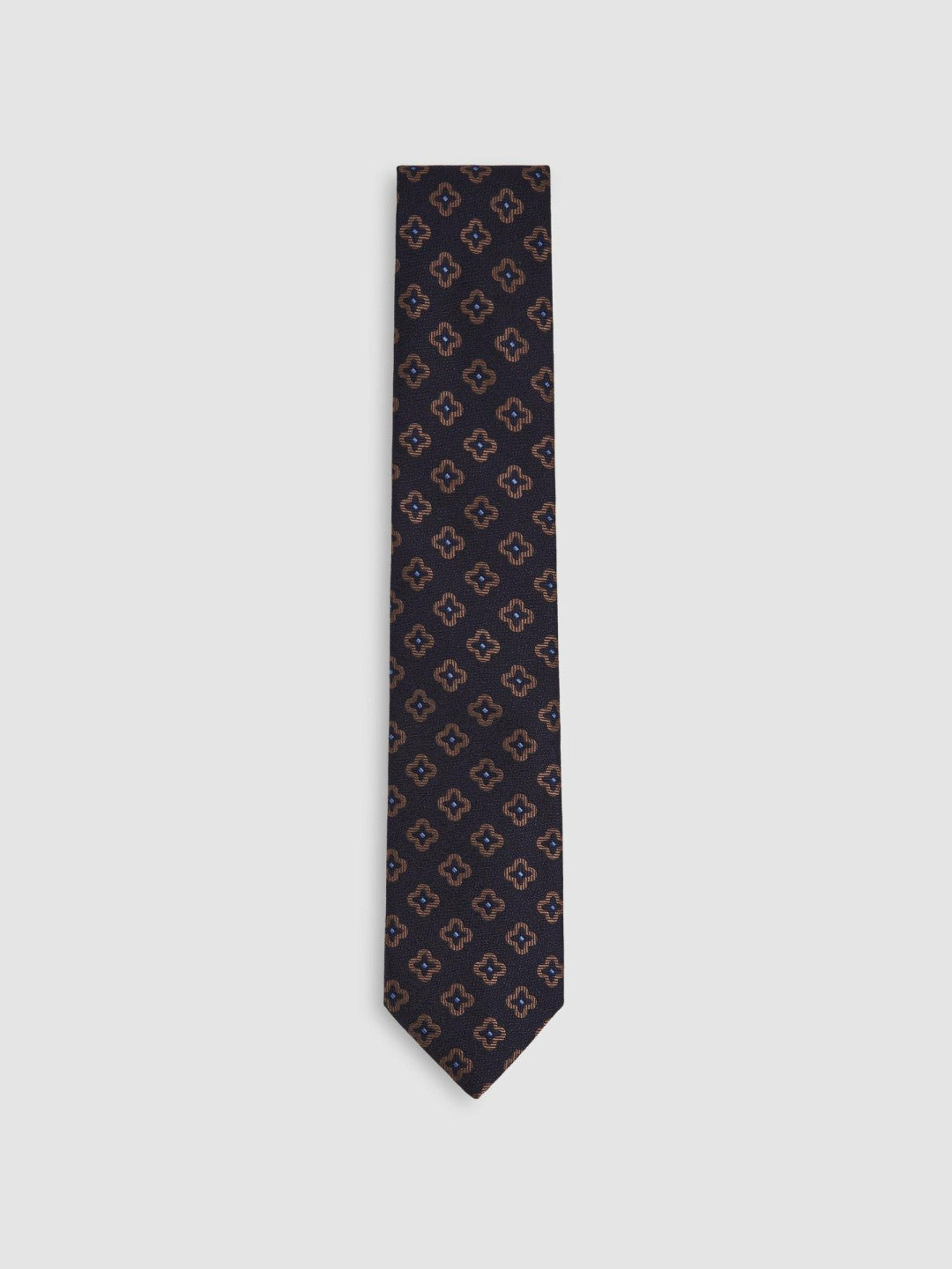 Reiss Silk-Wool Floral-Medallion Tie in Navy