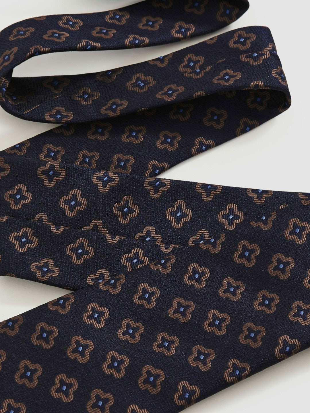 Reiss Silk-Wool Floral-Medallion Tie in Navy