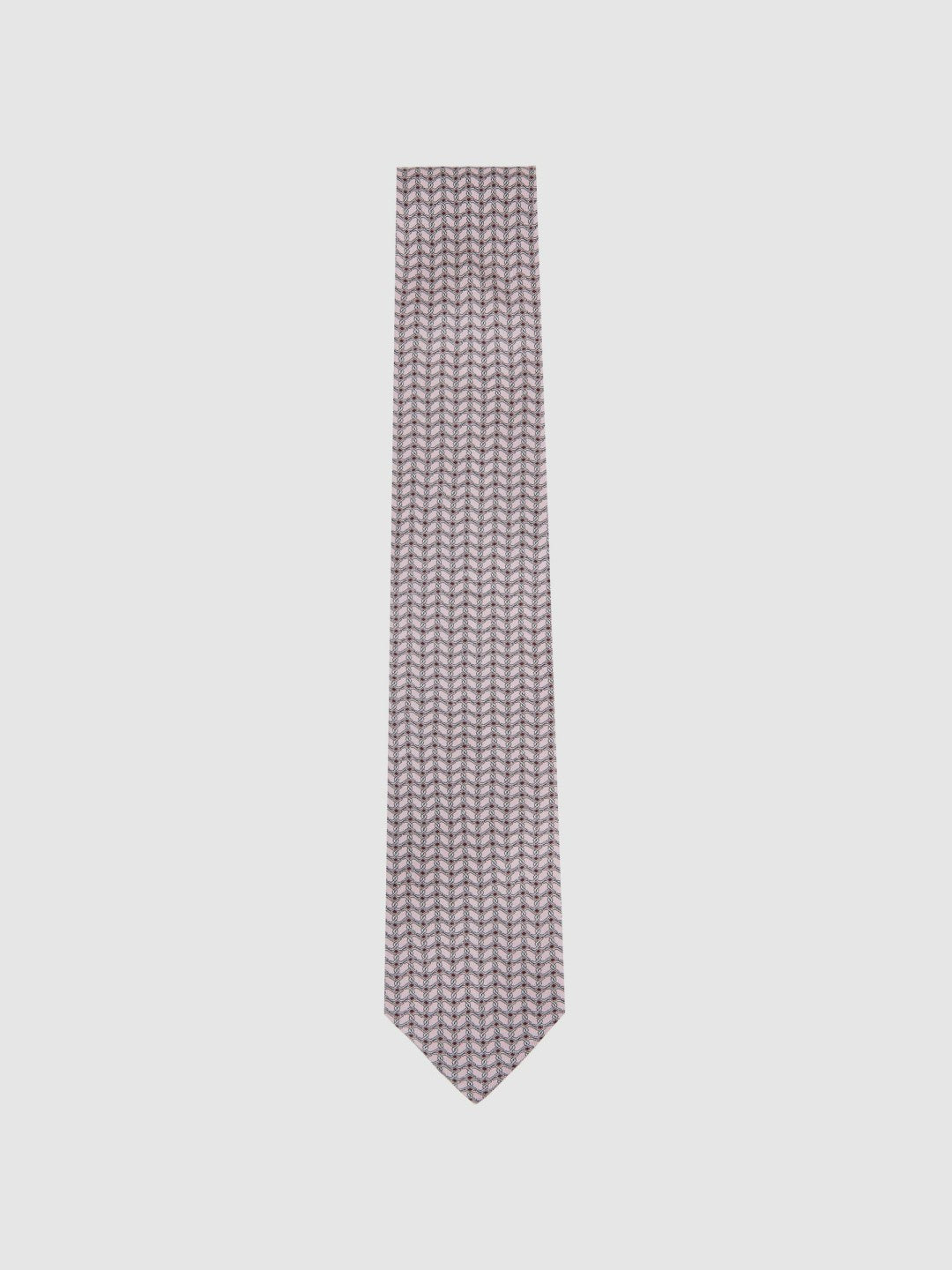 Reiss Silk Geometric-Chain Print Tie in Soft Pink