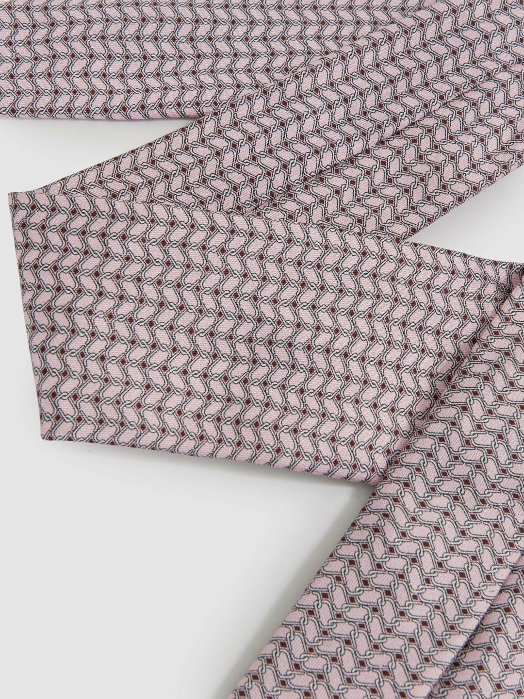 Reiss Silk Geometric-Chain Print Tie in Soft Pink