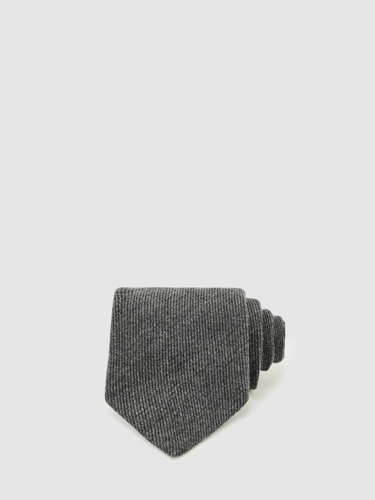 Reiss Wool-Silk Textured Tie in Charcoal