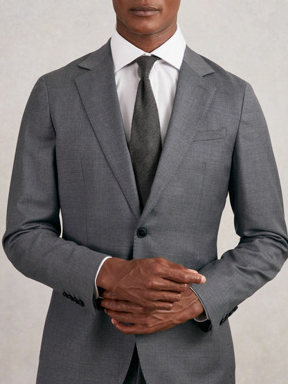Reiss Wool-Silk Textured Tie in Charcoal