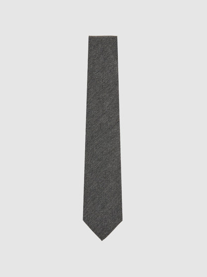 Reiss Wool-Silk Textured Tie in Charcoal