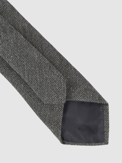 Reiss Wool-Silk Textured Tie in Charcoal