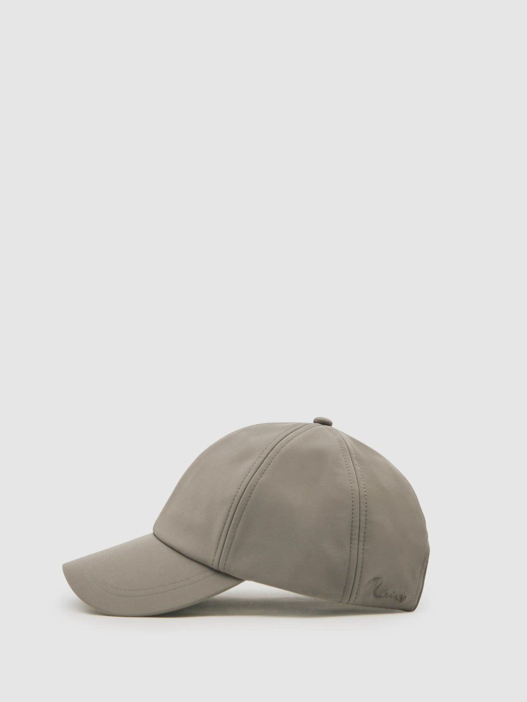 Reiss Embroidered Logo Tech Baseball Cap in Mushroom Brown