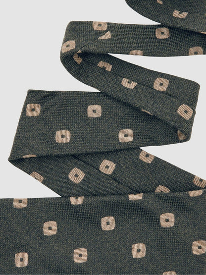 Reiss Silk-Wool Square-Medallion Tie in Forest Green