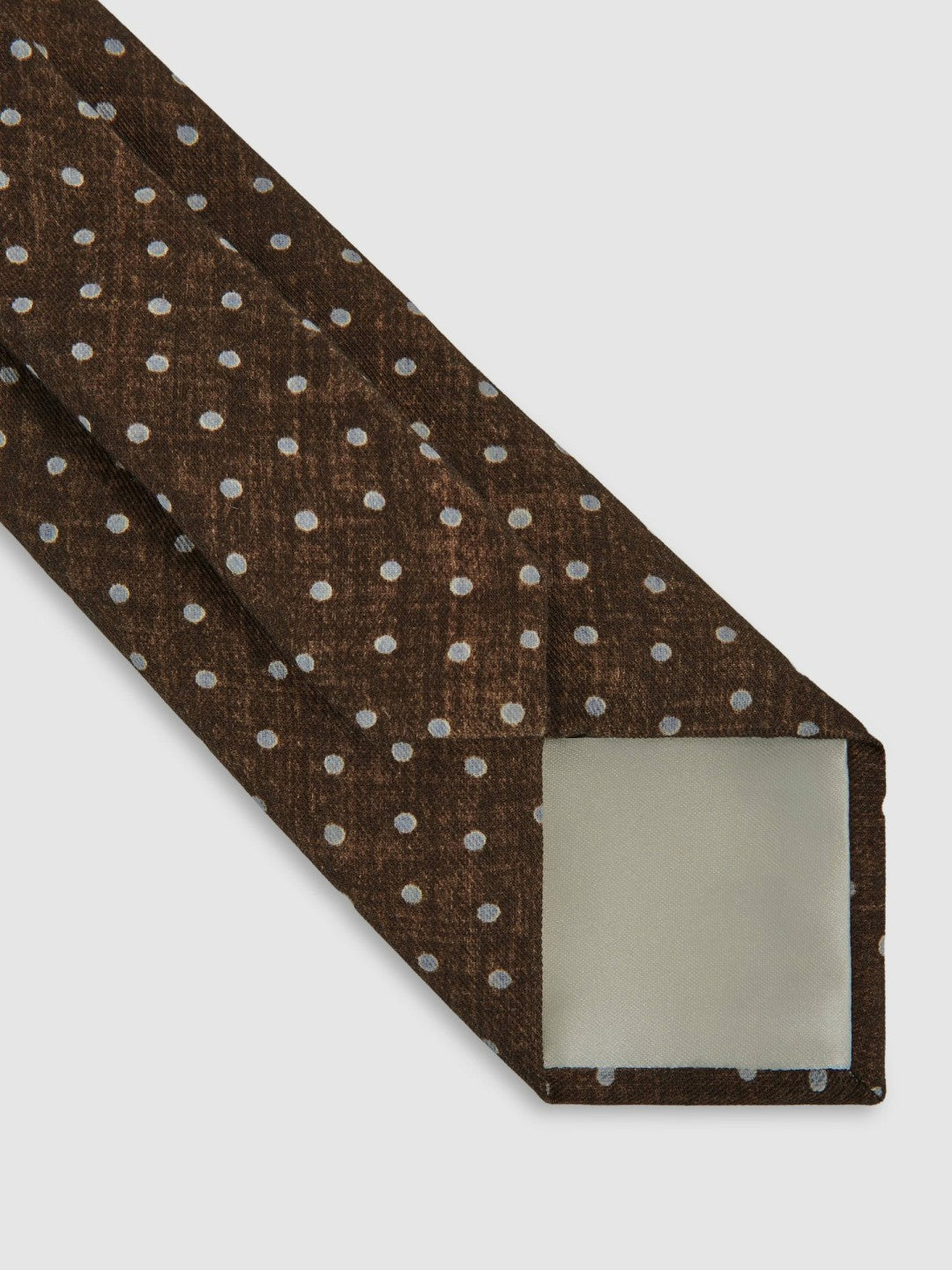 Reiss Wool-Cotton Polka-Dot Tie in Chocolate Brown