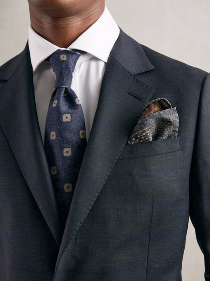 Reiss Silk Floral-Medallion Pocket Square in Denim Blue Melange