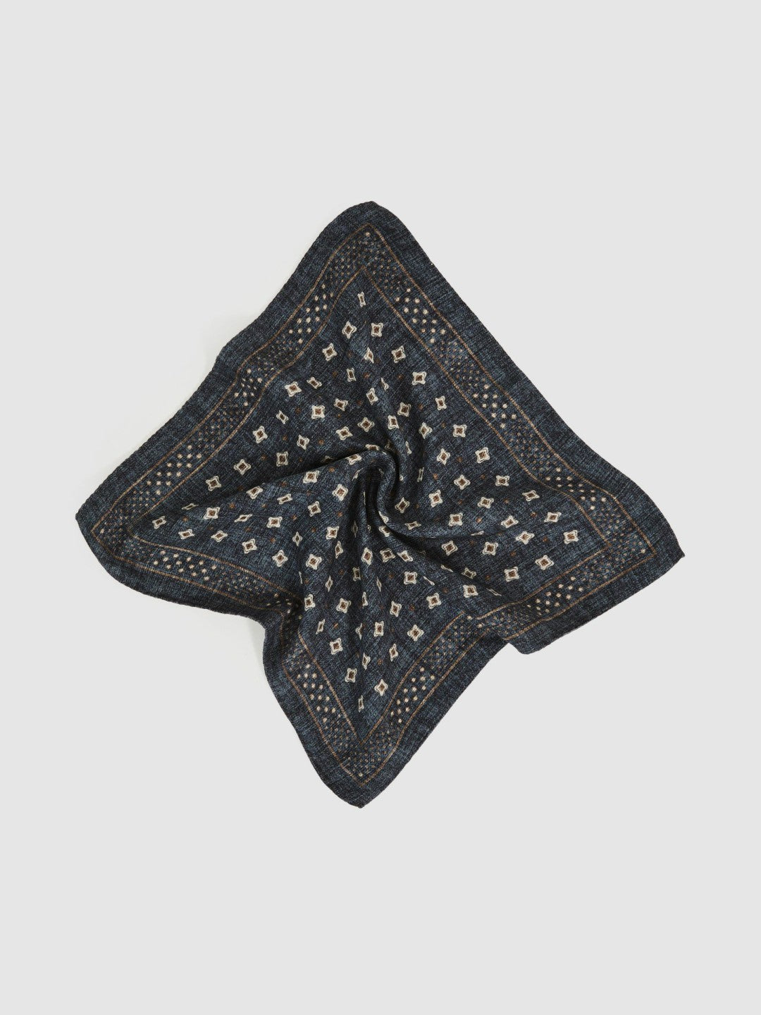 Reiss Silk Floral-Medallion Pocket Square in Denim Blue Melange