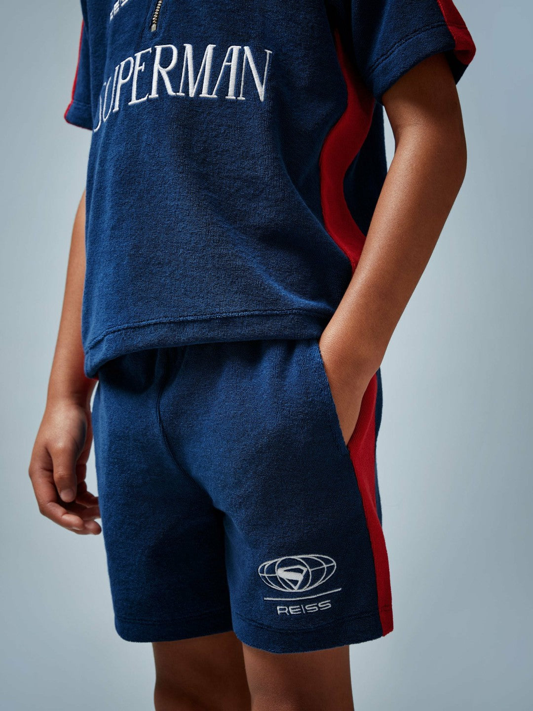 Reiss 9-13 yrs Superman Towelling Shorts in Blue/Red