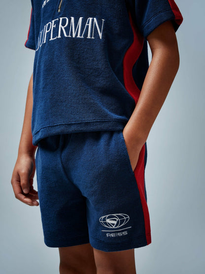 Reiss 9-13 yrs Superman Towelling Shorts in Blue/Red