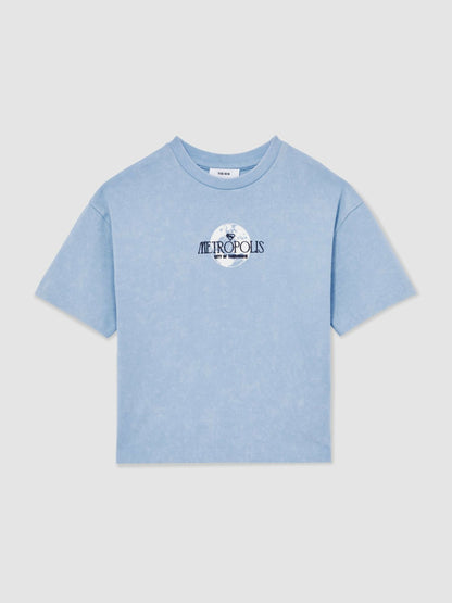Reiss 3-9 yrs Superman Metropolis Logo T-Shirt in Light Blue