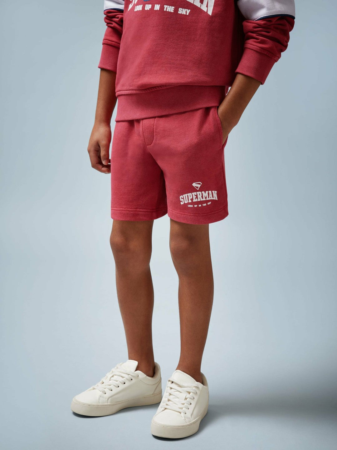 Reiss 13-14 yrs Superman Cotton Logo Shorts in Red