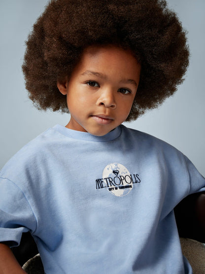 Reiss 9-13 yrs Superman Metropolis Logo T-Shirt in Light Blue