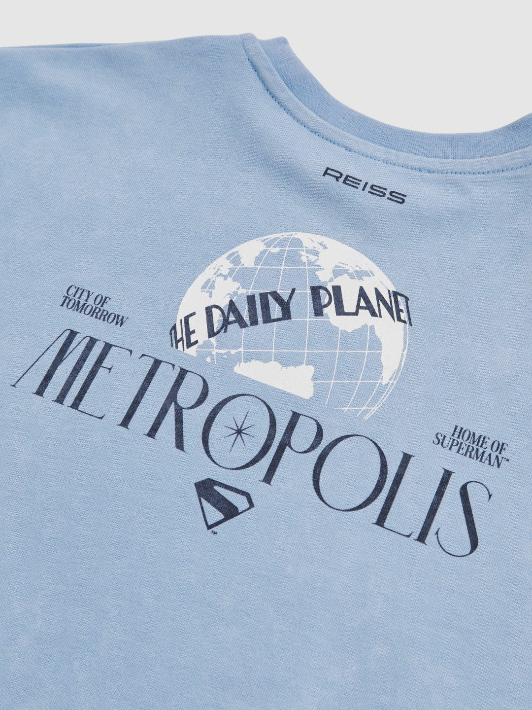 Reiss 9-13 yrs Superman Metropolis Logo T-Shirt in Light Blue