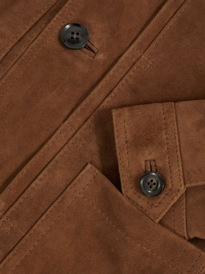 Reiss 9-13 yrs Suede Worker Jacket in Tobacco Brown