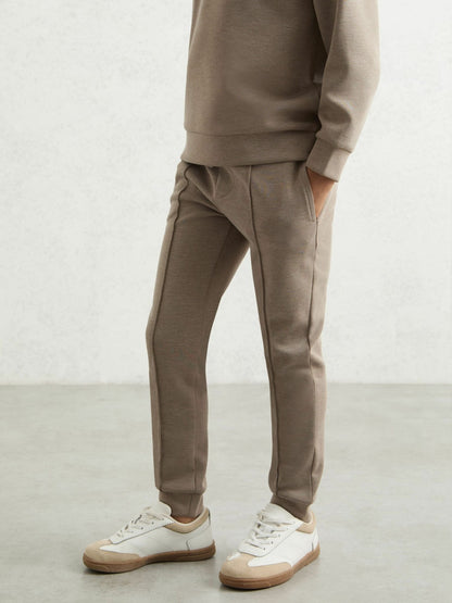 Reiss 3-9 yrs Interlock Drawstring Joggers in Taupe Brown