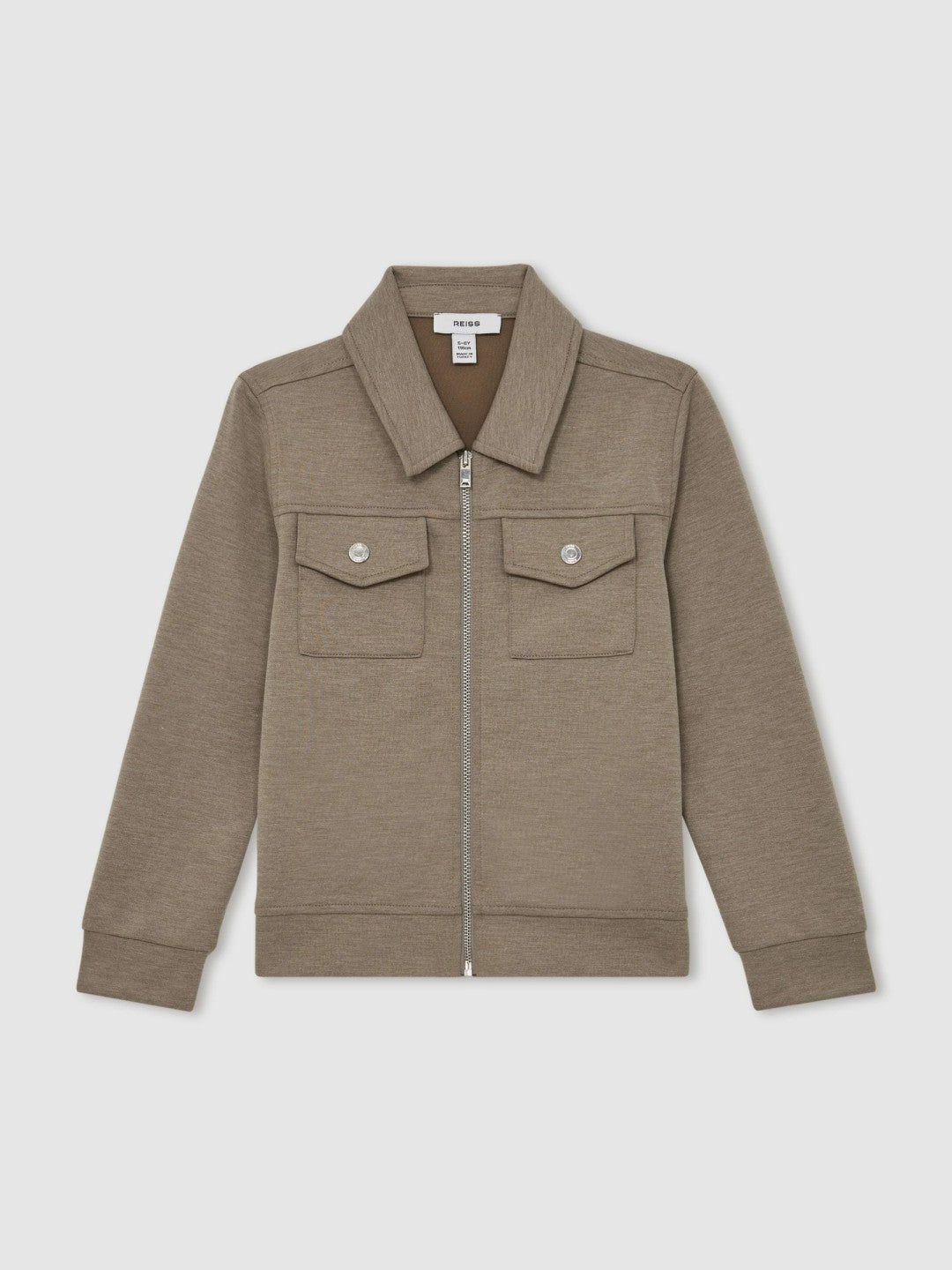 Reiss 3-9 yrs Interlock Zip-Through Overshirt in Taupe Brown