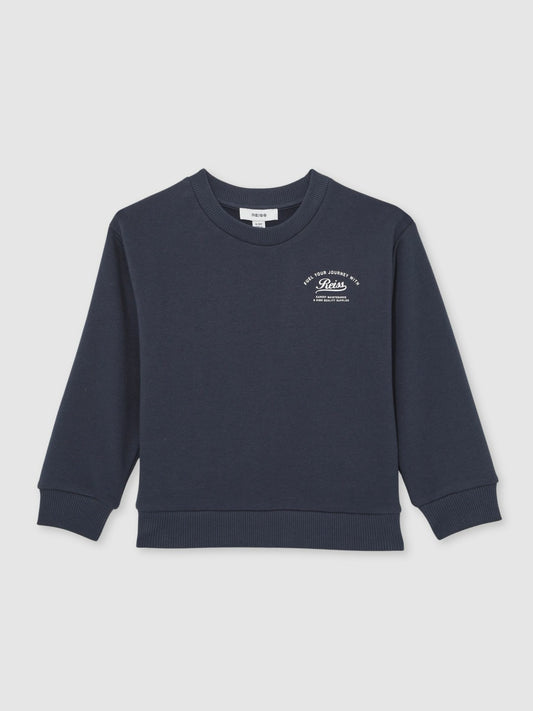 Reiss 13-14 yrs Cotton Blend Motor Cars Sweatshirt in Washed Blue