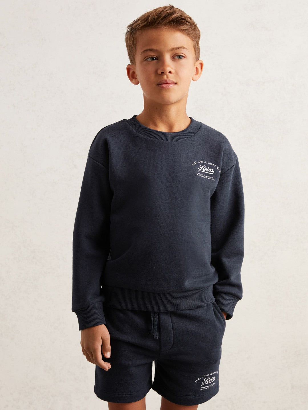 Reiss 13-14 yrs Cotton Blend Motor Cars Sweatshirt in Washed Blue
