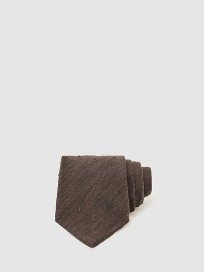 Reiss Silk Blend Textured Tie in Chocolate Brown