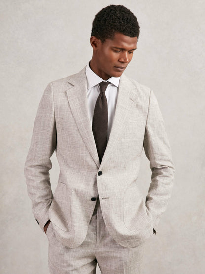 Reiss Silk Blend Textured Tie in Chocolate Brown
