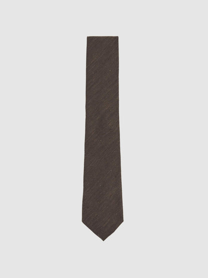 Reiss Silk Blend Textured Tie in Chocolate Brown