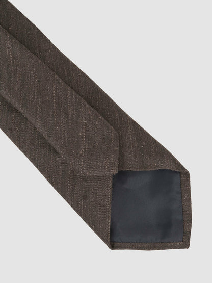 Reiss Silk Blend Textured Tie in Chocolate Brown