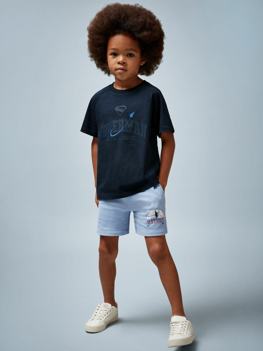 Reiss 3-9 yrs Superman Raglan Logo T-Shirt in Navy Blue