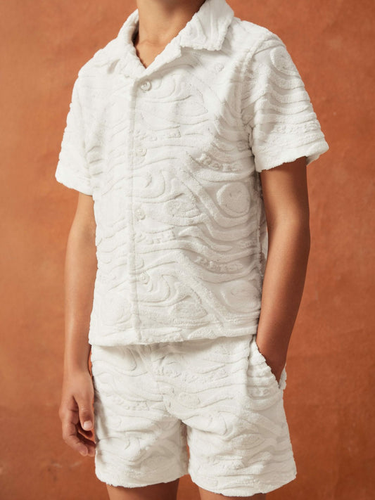 Reiss 9-13 yrs SmileyWorld Wave Texture Shirt in White