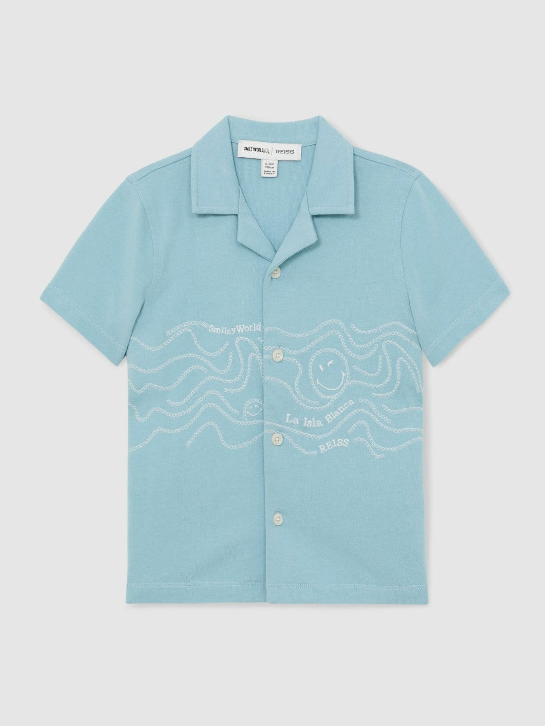 Reiss 3-9 yrs SmileyWorld Embroidered Shirt in Sky Blue