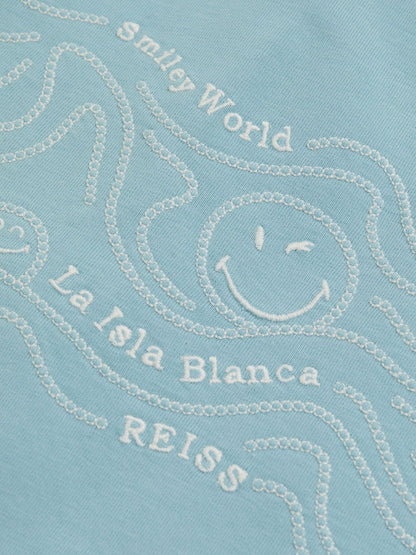 Reiss 3-9 yrs SmileyWorld Embroidered Shirt in Sky Blue