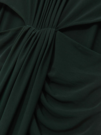 Reiss Ruched Long-Sleeve Maxi Dress in Dark Green