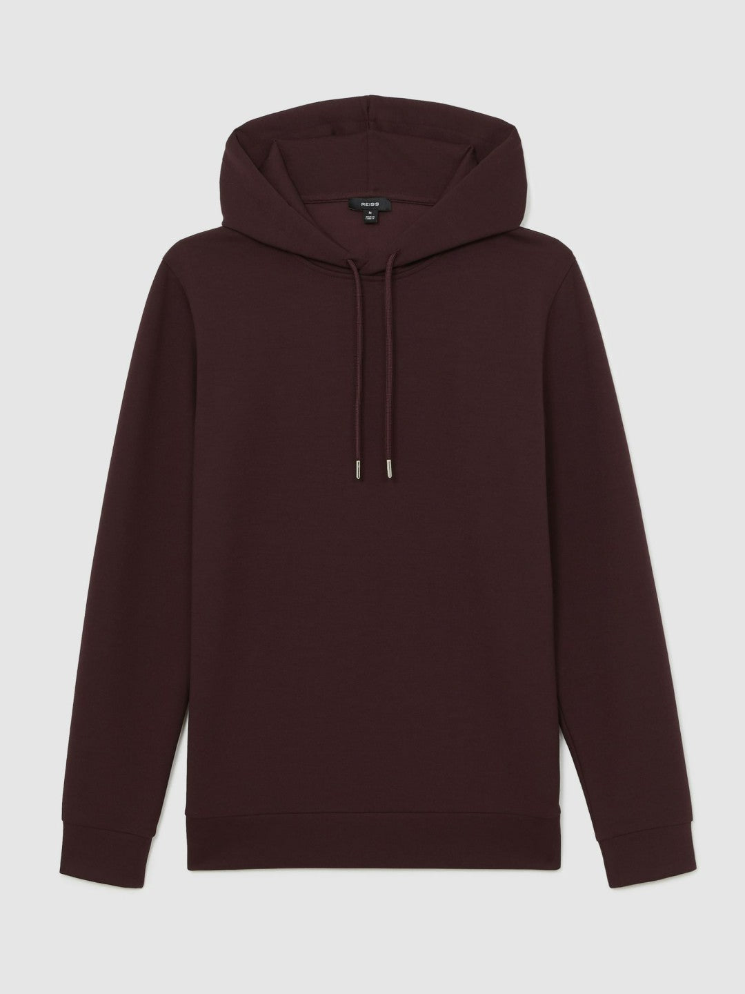 Reiss Interlock Jersey Drawstring Hoodie in Cherry Red