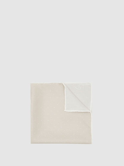 Reiss Silk Polka Dot Pocket Square in Champagne