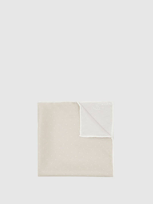 Reiss Silk Polka Dot Pocket Square in Champagne